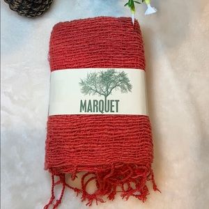 Coral colored hand woven free weave scarf!